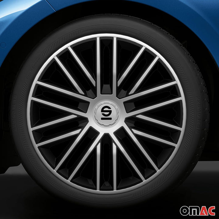 Sparco Radzierblenden Bergamo - 14-Zoll - Silber/Schwarz - Satz mit 4 Stück