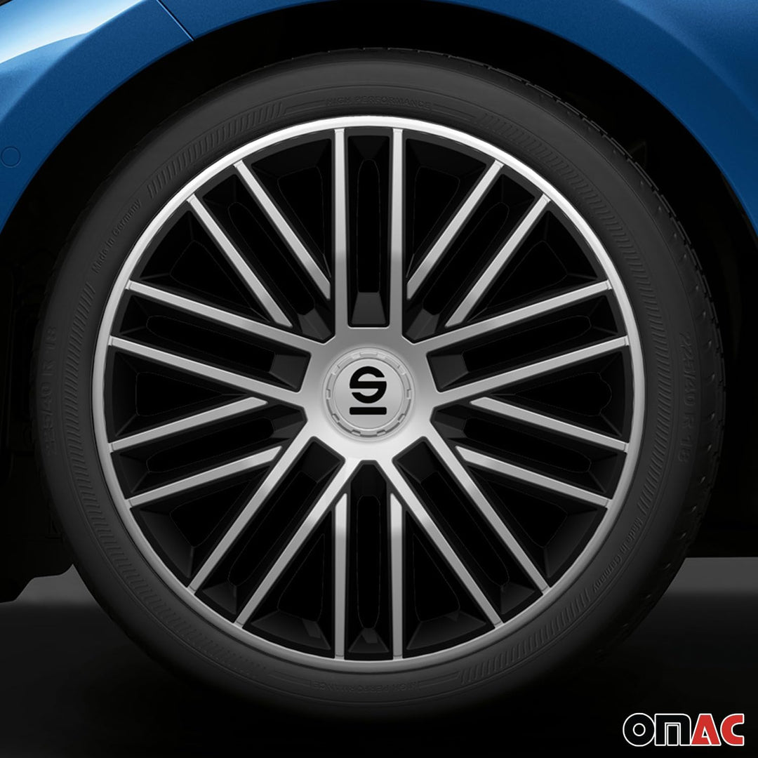 Sparco Radzierblenden Bergamo - 16-Zoll - Silber/Schwarz - Satz mit 4 Stück