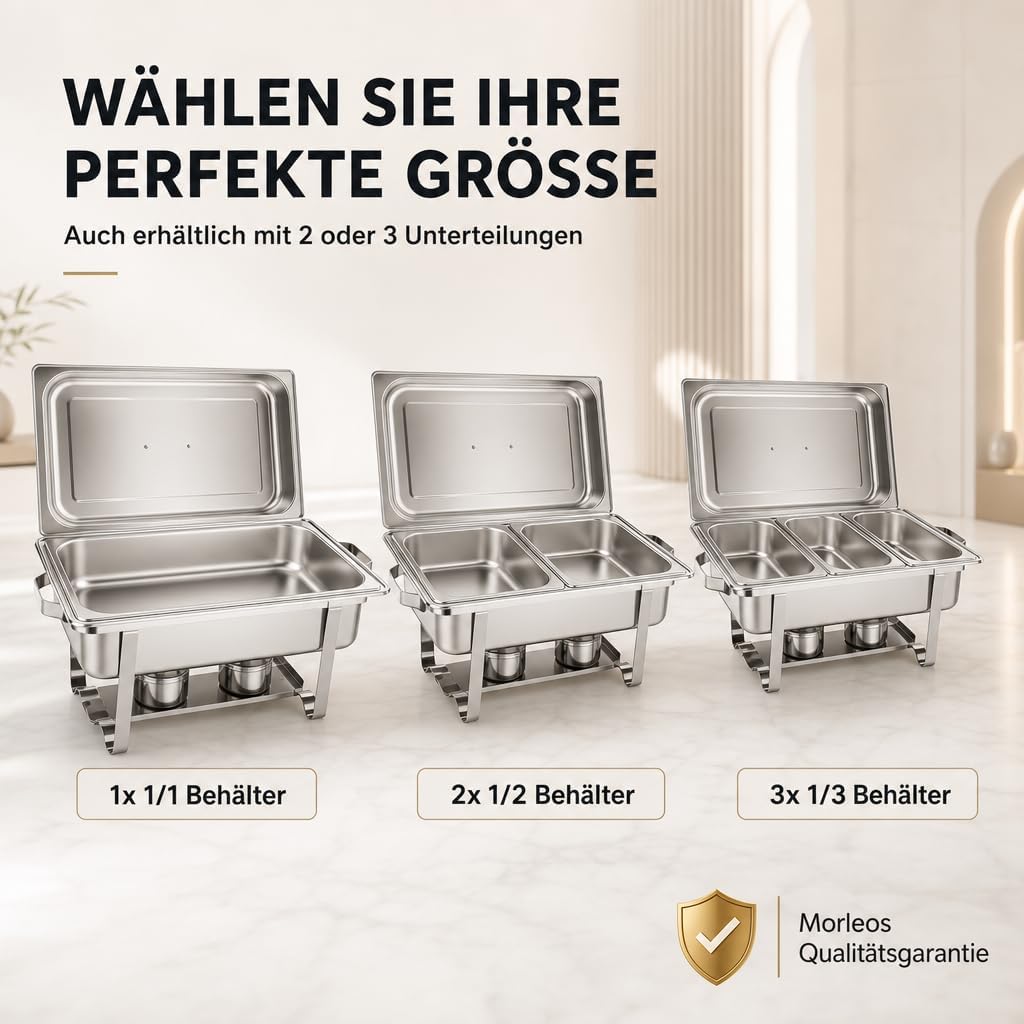 Speisewärmer Chafing-Dish 1X 1/1 GN 65 mm aus Edelstahl Warmhaltebehälter Essen Wärmebehälter für Sp