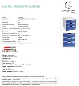 Exacompta 325003D Ablagesystem Modulo A4, 3 laden Classic, lichtgrau/blau Lichtgrau/Blau 3 Laden, Li