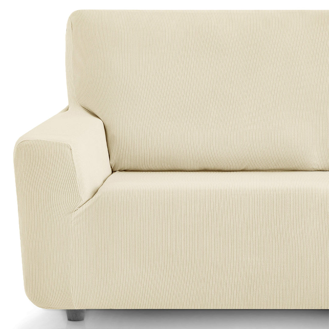 Eiffel Textile Sofabezug, elastisch, anpassbar, Rustikal, 2 Sessel, 50% Polyester, Elfenbein, 1 + 1