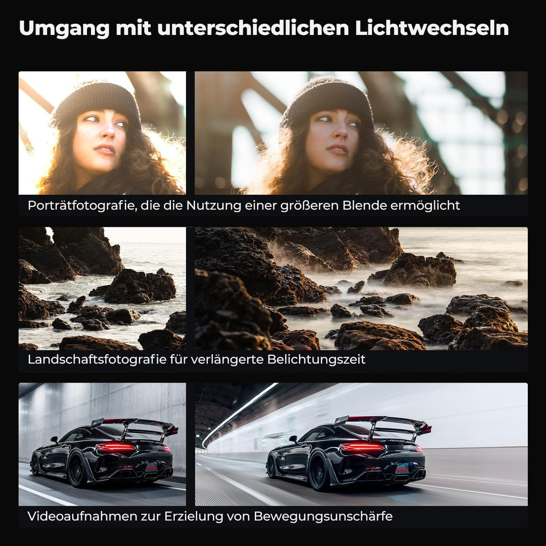 K&F Concept Nano X-Serie ND Filter 105mm Variabler Graufilter ND2-400 (1-9 Stop) Vario ND Filter mit