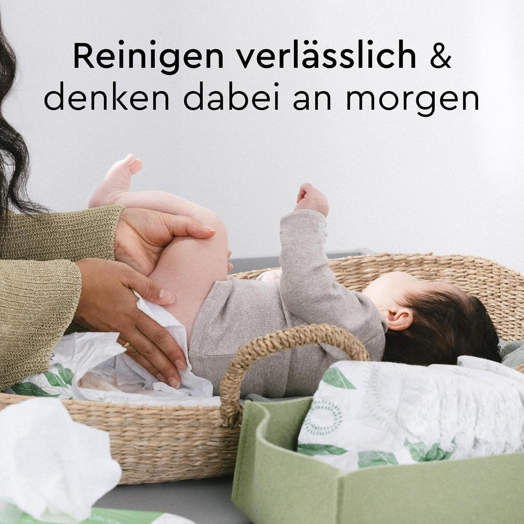 LILLYDOO green Feuchttücher, 300 Stück (5 x 60), 100% plastikfreies, reissfestes Tuch - ohne Parfüme