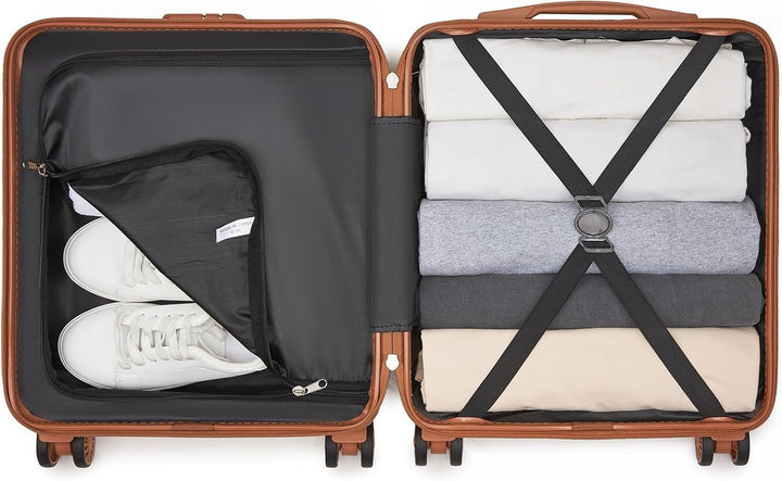 KONO Koffer Klein 16 Zoll Leicht ABS+PC Hartschalenkoffer mit Zahlenschloss Reisekoffer mit 4 Rollen