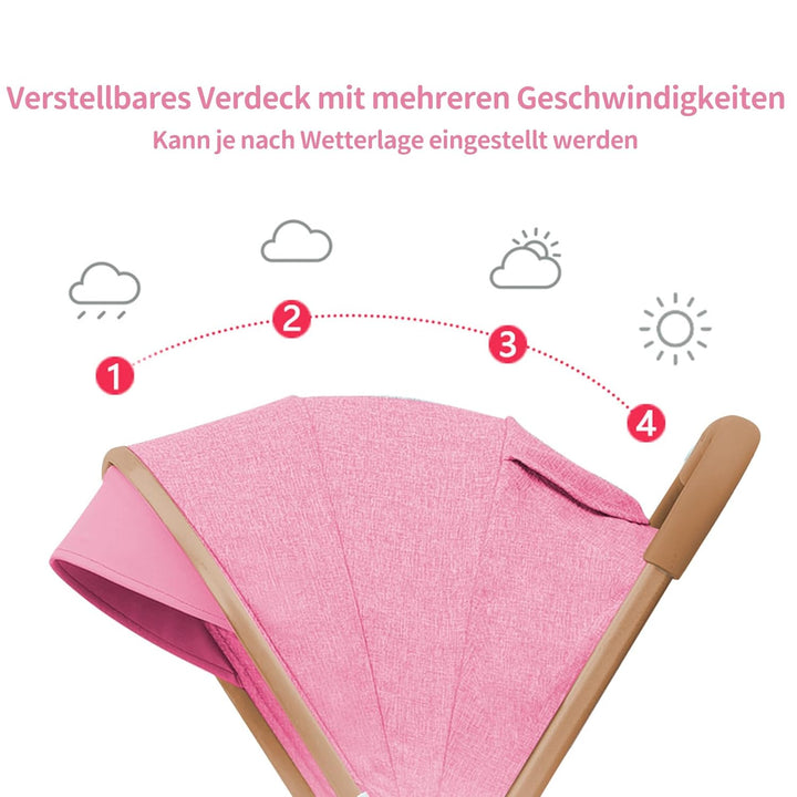 Kinderwagen 4-in-1 Liege- & Schiebefunktion, Premium 4-Rad Buggy mit Ziehgriff, Einhand-Faltmechanis
