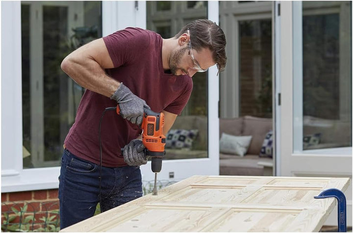 Black+Decker 1-Gang Schlagbohrmaschine (500W, mit 2-tlg. Schnellspannbohrfutter, Rechts-/Linkslauf,