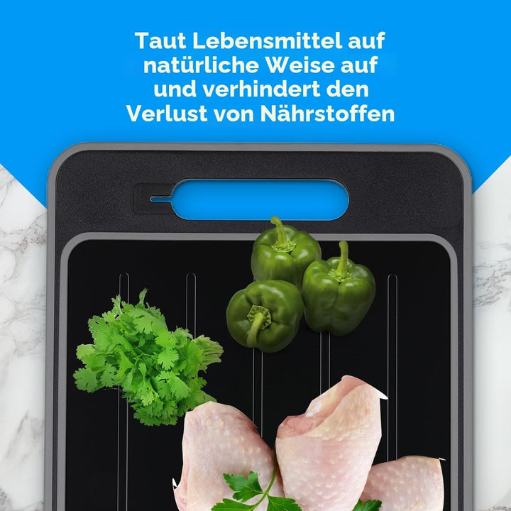 NK Auftaubrett für Lebensmittel + Schneidebrett (4-in-1), Auftauen, Schneiden, Reiben von Gewürzen u