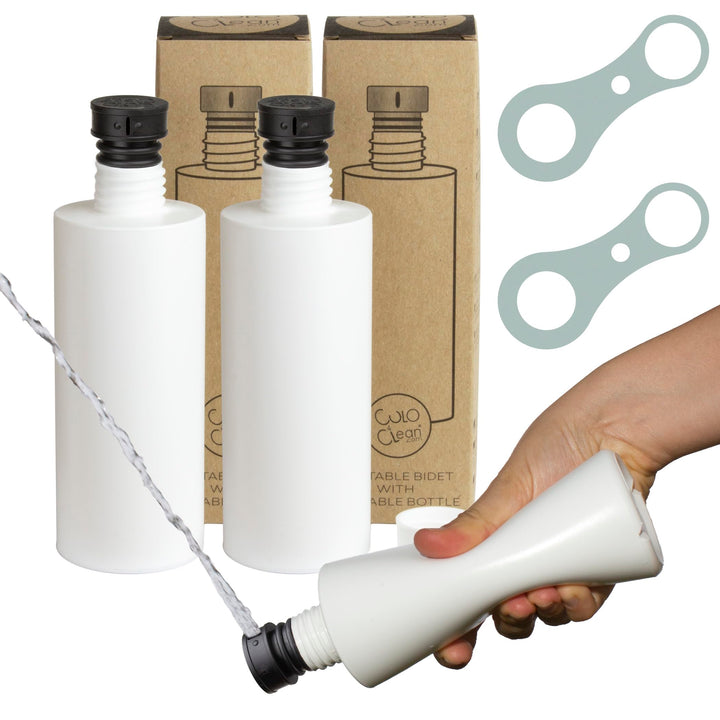 CuloClean Tragbares Bidet mit leiser Flasche (330 ml), ideal für Toilette, Reisen, Wandern oder Camp
