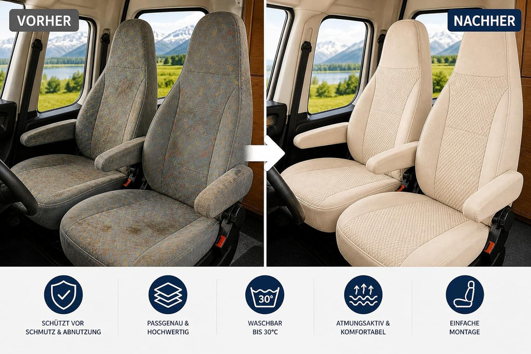 Generisch Sitzbezüge für Wohnmobile, Pilotsitze, Fahrersitz und Beifahrersitz, 2 Sitzer, hochwertige