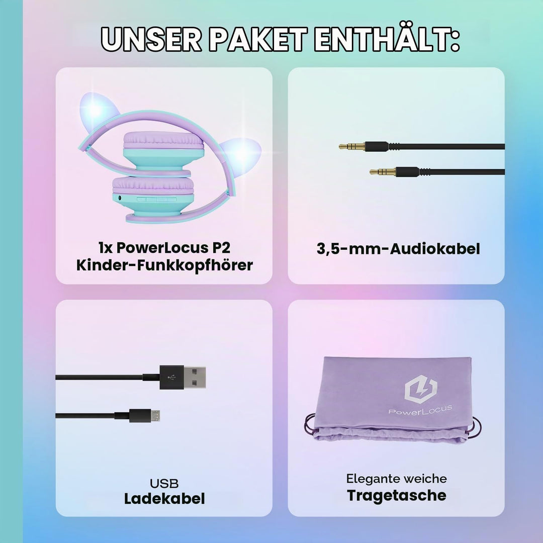Kinder Kopfhörer, PowerLocus KinderKopfhörer Bluetooth mit 85dB Lautstärkebegrenzung, Faltbar mit Tr