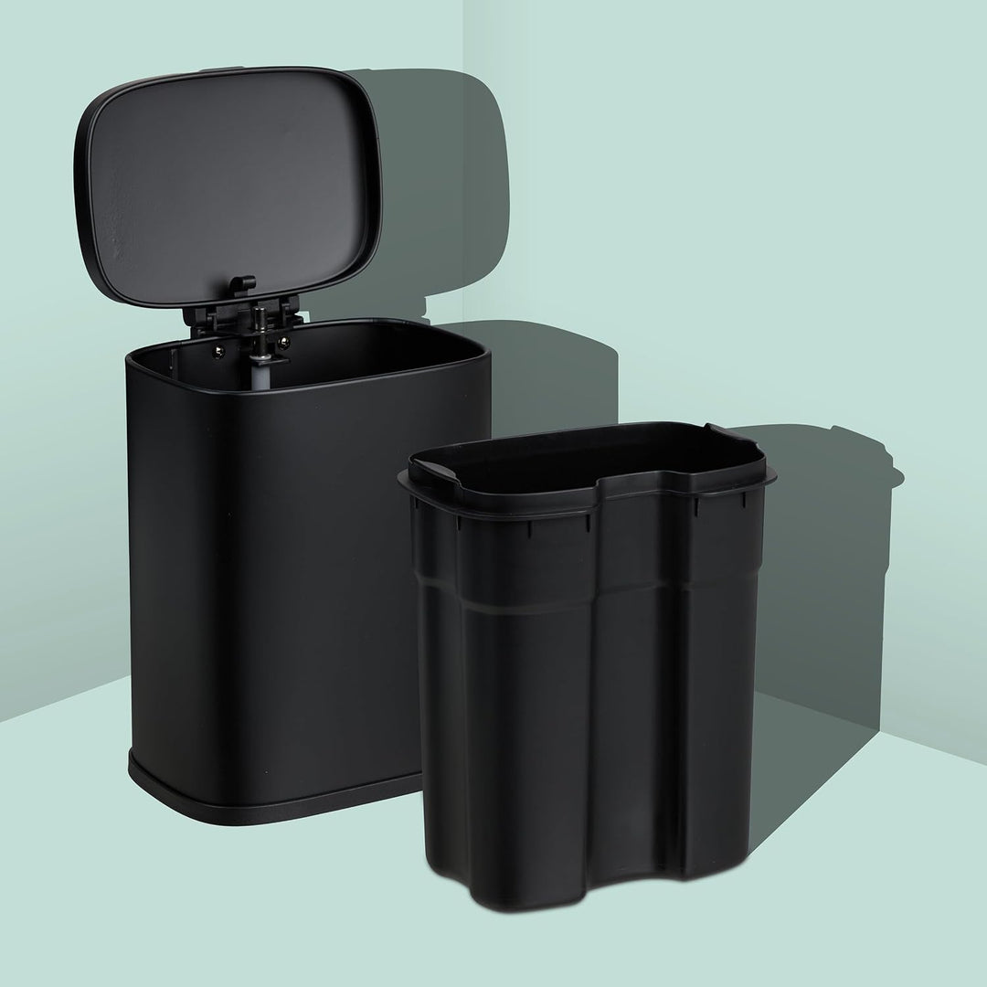 Relaxdays Kosmetikeimer Wandmontage, 3 Liter, Absenkautomatik, Inneneimer, Metall, eckiger Badezimme