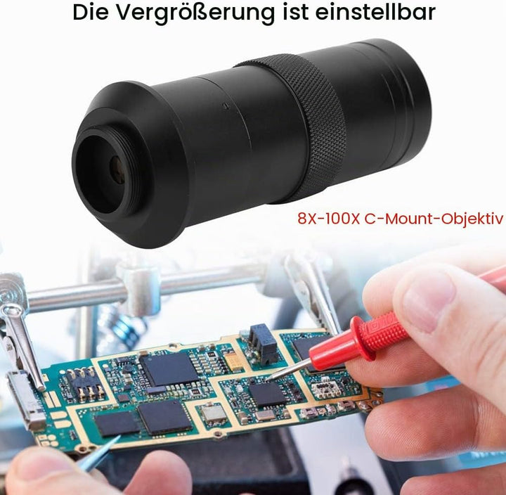 Mikroskopobjektiv 8X-100X C-Mount Objektiv Mikroskop-Kameraobjektiv CCD Objektiv für Industriemikros