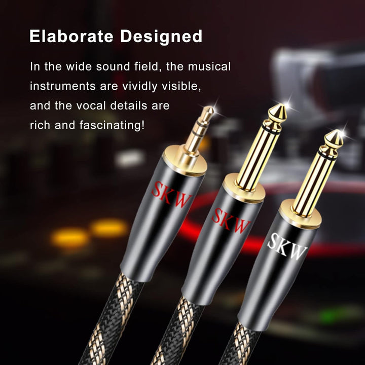SKW 3.5mm Klinke auf Dual 6.35mm Y Audio Splitter Kabel, hochreines Kupfer Instrument Kabel Unterstü
