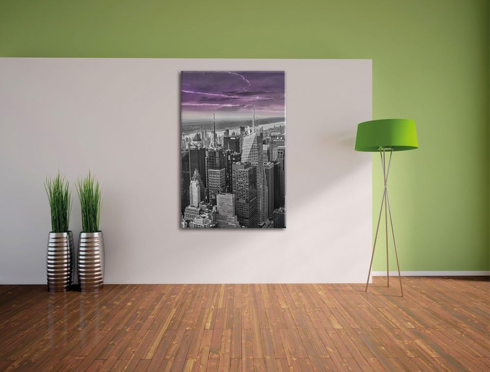 Pixxprint Skyline New York unter Gewitterhimmel als Leinwandbild/Grösse: 120x80 cm/Wandbild/Kunstdru