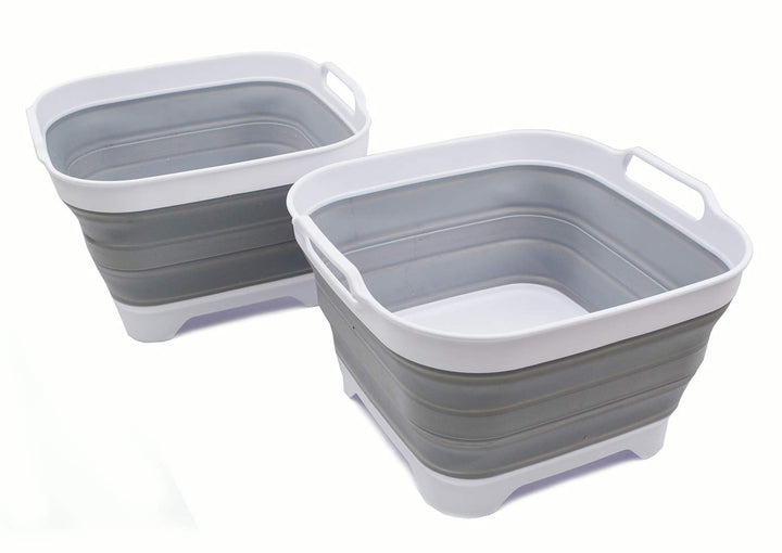 SAMMART 10 l zusammenklappbare Plastik Geschirrpfanne mit Abtropfstöpsel – faltbares Waschbecken – t