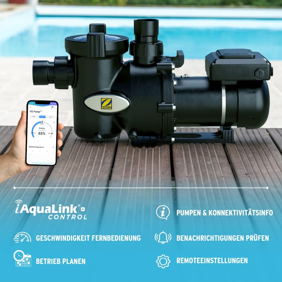 Zodiac E30 iQ 200 Pumpe mit variabler Geschwindigkeit, empfohlen für Pools bis 120 m³, hohe Energiee
