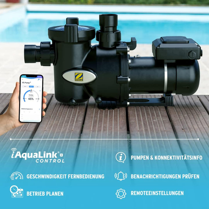 Zodiac E30 iQ 200 Pumpe mit variabler Geschwindigkeit, empfohlen für Pools bis 120 m³, hohe Energiee
