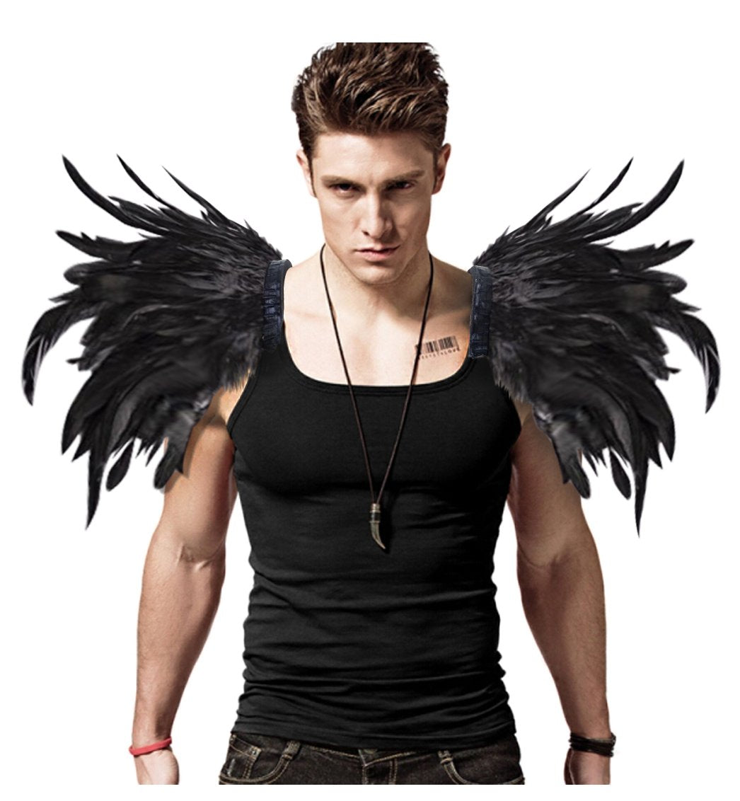 keland Herren Gothic Feder Epauletten Shrug Umhang Schulterklappen Schulterschmuck Federschultern Fl