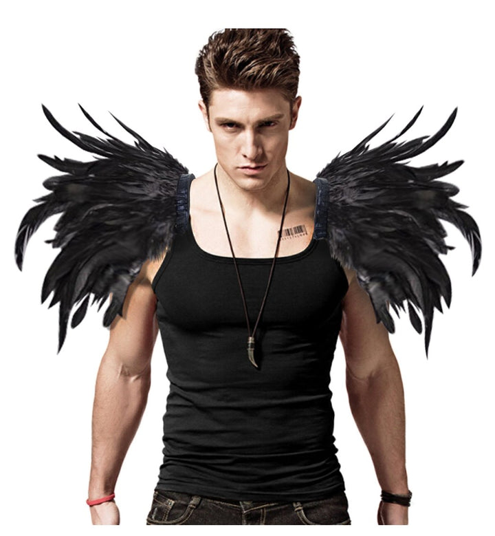 keland Herren Gothic Feder Epauletten Shrug Umhang Schulterklappen Schulterschmuck Federschultern Fl