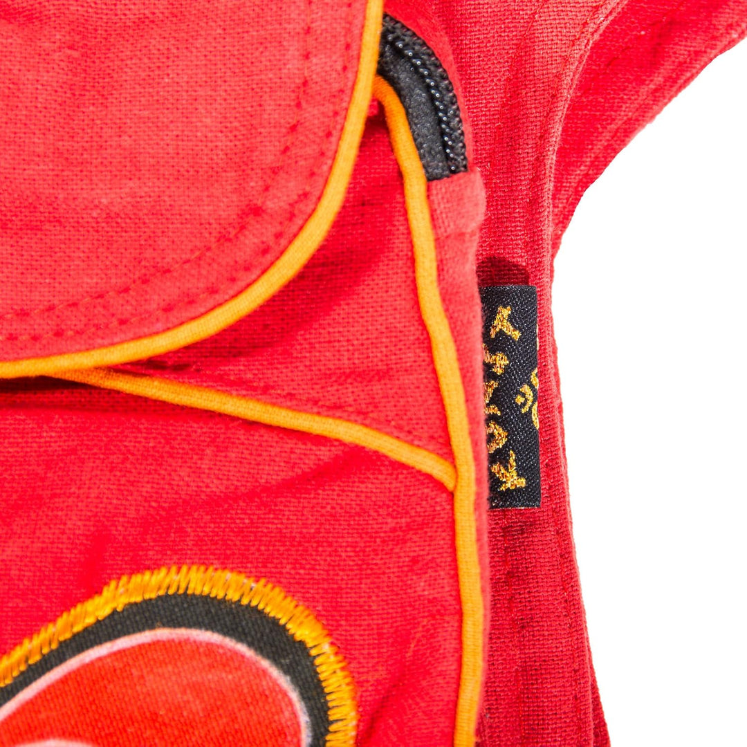 Kunst und Magie Doppel Bauchtasche Sidebag Gürteltasche Festivaltasche, Farbe:Rot/Orange Rot / Orang