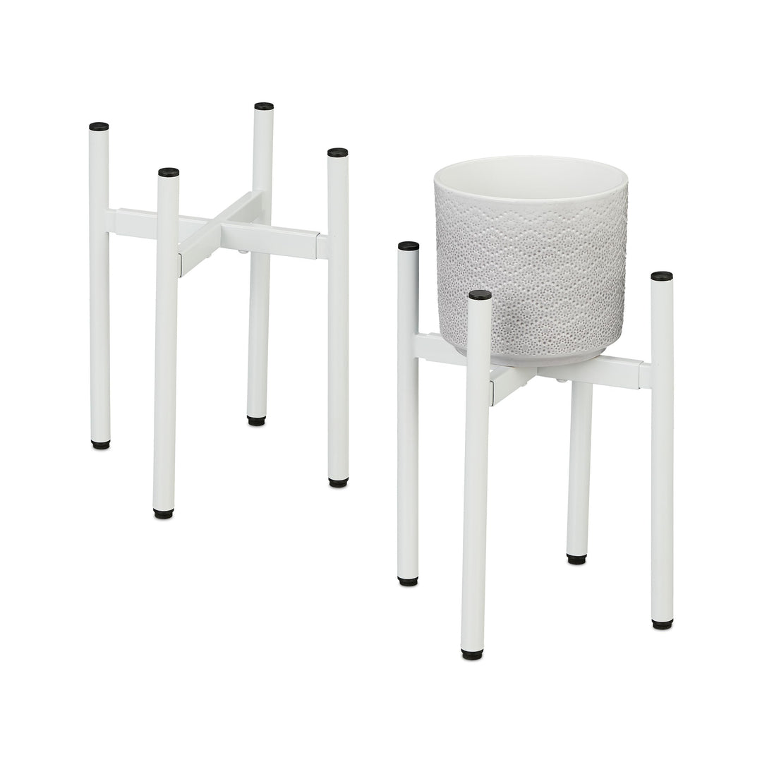 Relaxdays Pflanzenständer 2er Set, verstellbare Breite, BxT: 26x26-37x37 cm, Metall Blumentopfgestel