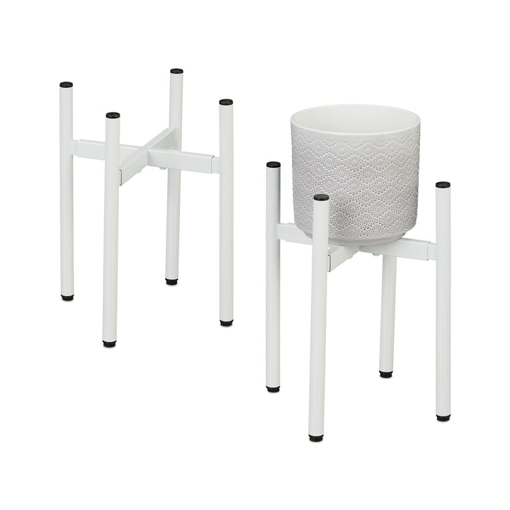 Relaxdays Pflanzenständer 2er Set, verstellbare Breite, BxT: 26x26-37x37 cm, Metall Blumentopfgestel