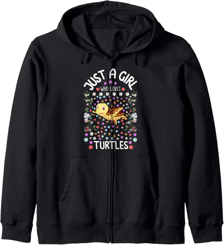 Turtle Floral Gift Tortoise Just A Girl Who Loves Turtles Kapuzenjacke