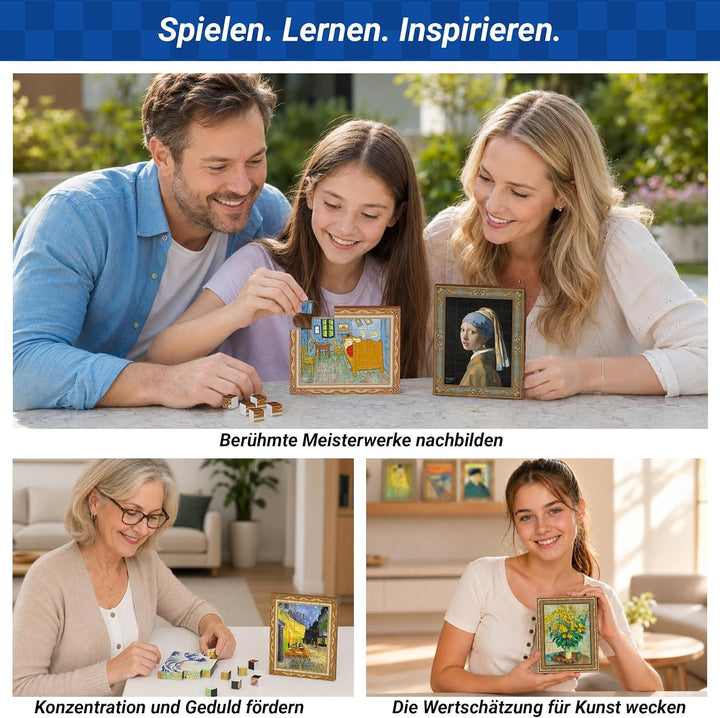TOSY Picture Cube Iconic Masterpieces: 6-in-1 magnetisches Bilderpuzzle, 80 Blöcke, 488 Flächen/Magn