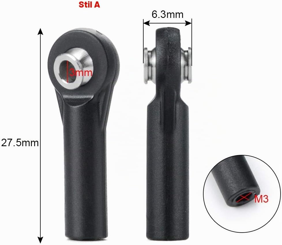 AXspeed 10pcs Plastic Link Rod End M3 Ball Head Joint Linkage for Axial SCX10 1/10 RC Crawler Car (A