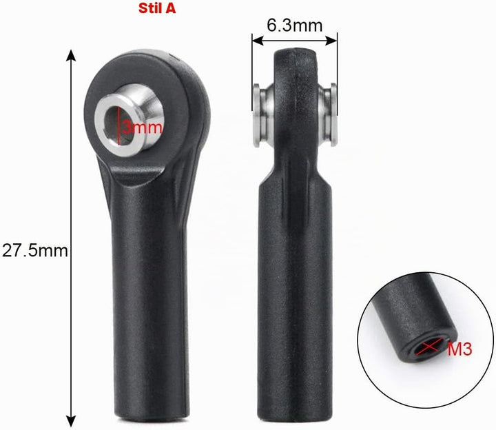 AXspeed 10pcs Plastic Link Rod End M3 Ball Head Joint Linkage for Axial SCX10 1/10 RC Crawler Car (A