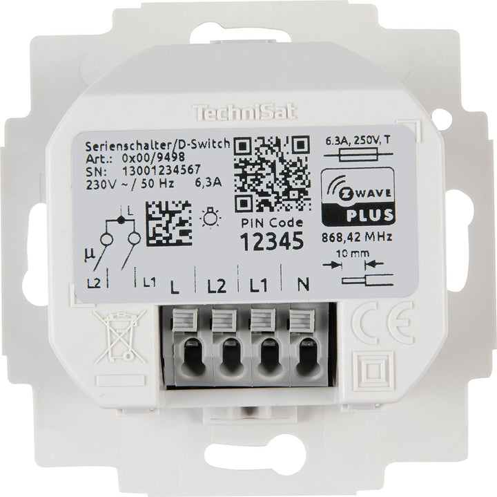TechniSat Smart Home Serienschalter-Einsatz (Unterputzdose, Z-Wave Plus, smarte Licht-Steuerung per