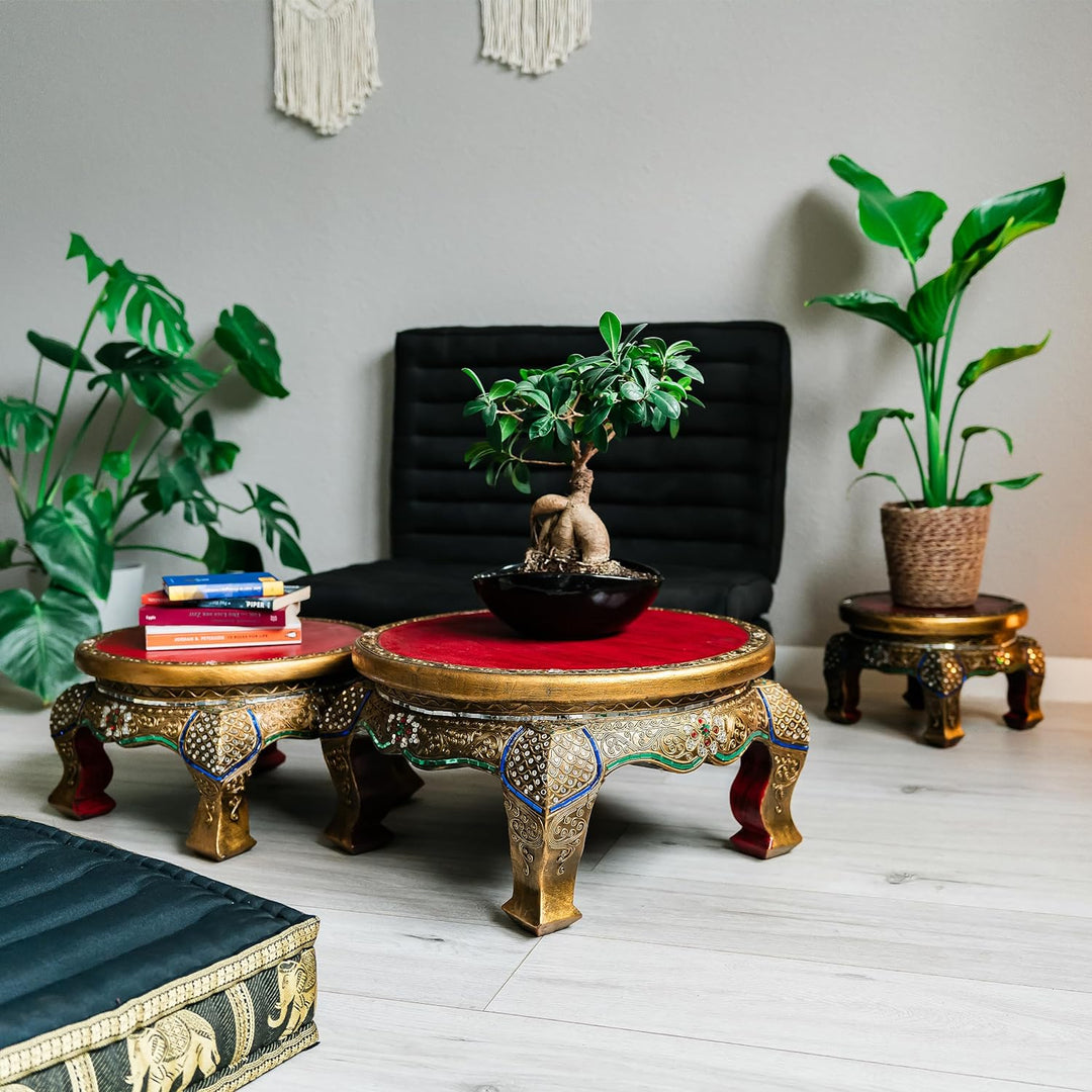 livasia Runder Opiumtisch, Beistelltisch, Glasmosaiktisch, Nachttisch, Hocker (mittelerer Tisch) 40c