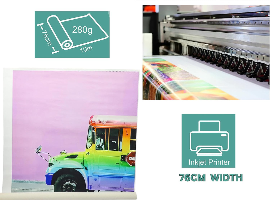 EXERZ Leinwandrolle, 76 cm x 10 m, Polyester, 280 g/m² - Acrylmalerei und Tintenstrahldruck, Polyest