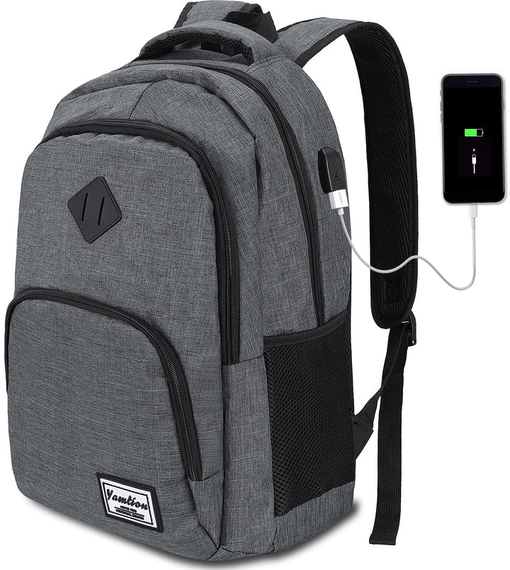 YAMTION Laptop Rucksack,Rucksack Herren mit USB-Ladeanschluss Schulrucksack Jungen Teenager mit 15,6