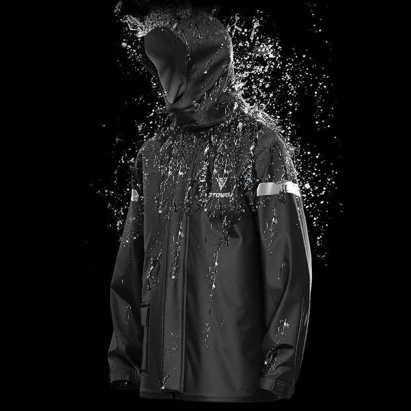 Lixada Herren Motorrad Regenanzug Outdoor Reflektierende wasserdichte Regenjacke und Hose Regenbekle