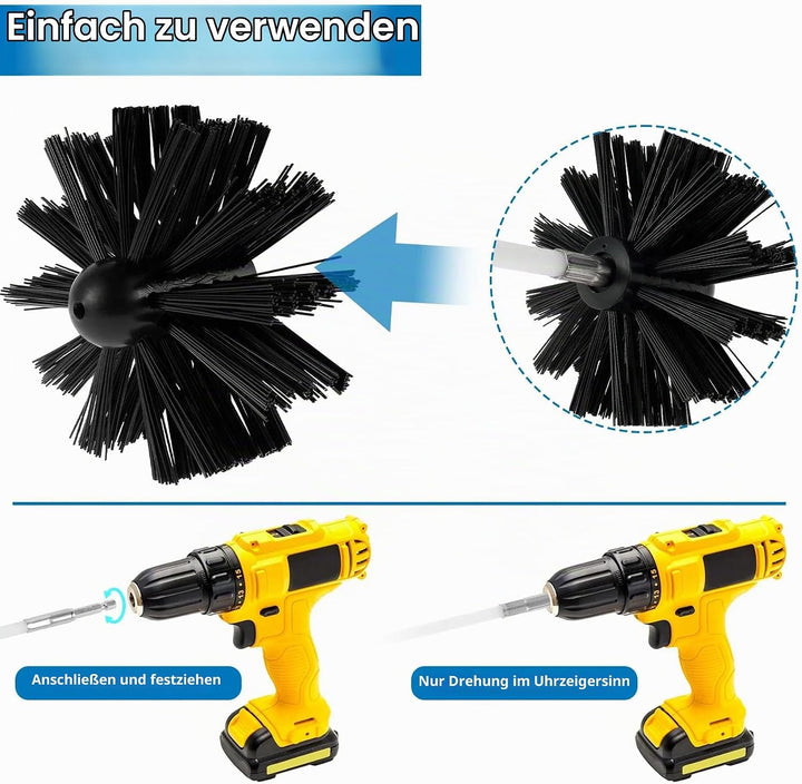 24PCS Kaminbürste Stange Set,Kaminbürste 150mm,Kaminrohr Reinigungsbürste,Schornstein Reinigungsbürs