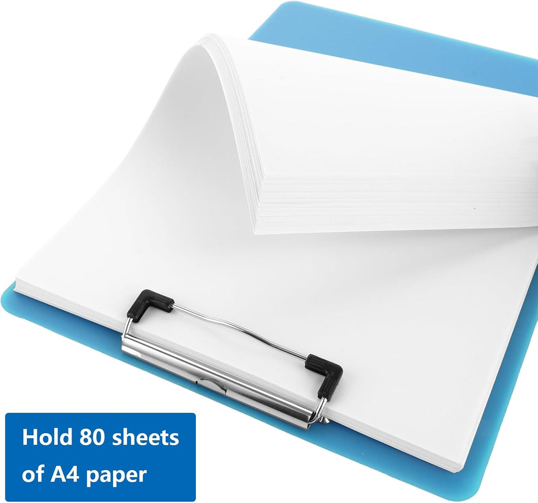 LOPYXBR A4 Klemmbrett aus Kunststoff mit Metallklemme und Aufhängeöse, 315x225mm Clipboard für Schul