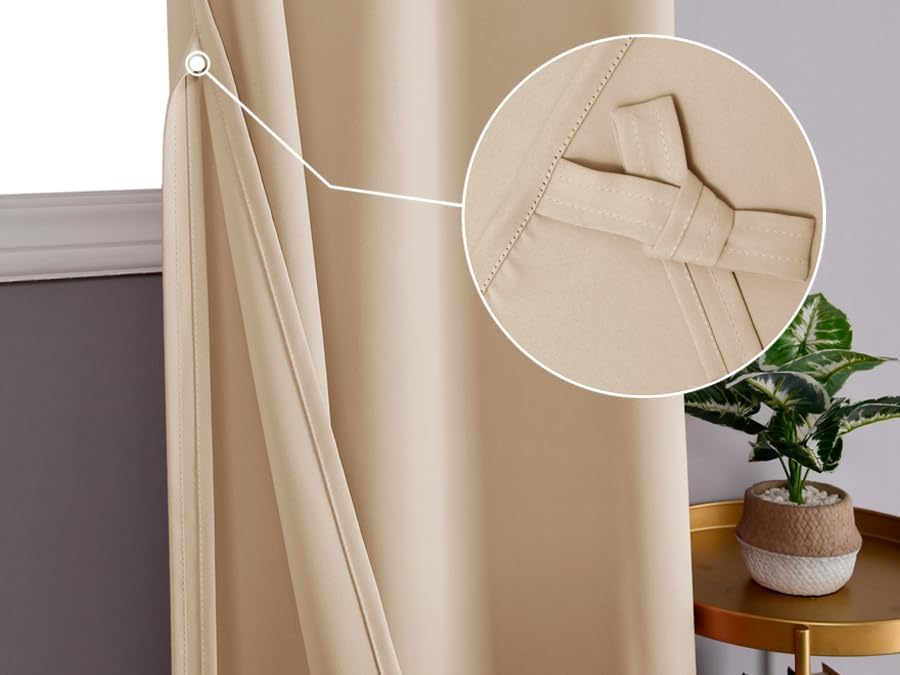 DWCN Vorhang Blickdicht Verdunkelungsgardinen mit Ösen 2 Stücke Thermogardine für Wohnzimmer, Schlaf