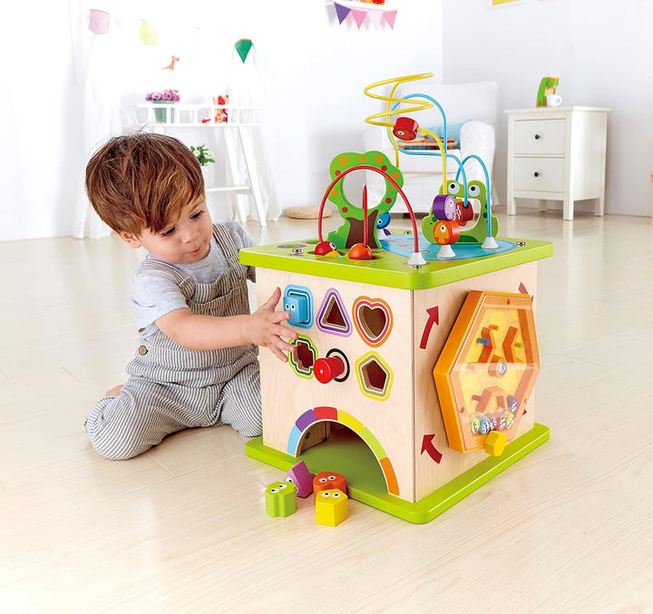 Hape E1810 - Motorikwürfel Kleine Tierchen, aus Holz, ab 12 Monate & Regenmacher | Mini-Rassel aus H