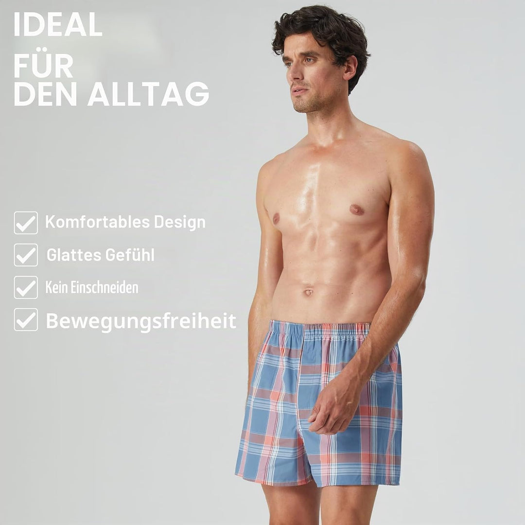 5Mayi Mens Boxers Shorts Multipack Woven Mens Underwear Pack Cotton Plaid Men&