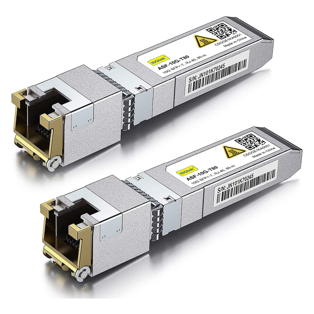 10Gtek 2-Stück 10Gtek 80-Meter 10G SFP+ auf RJ45 Modul, 10GBase-T Kupfer CAT.6a Transceiver Kompatib