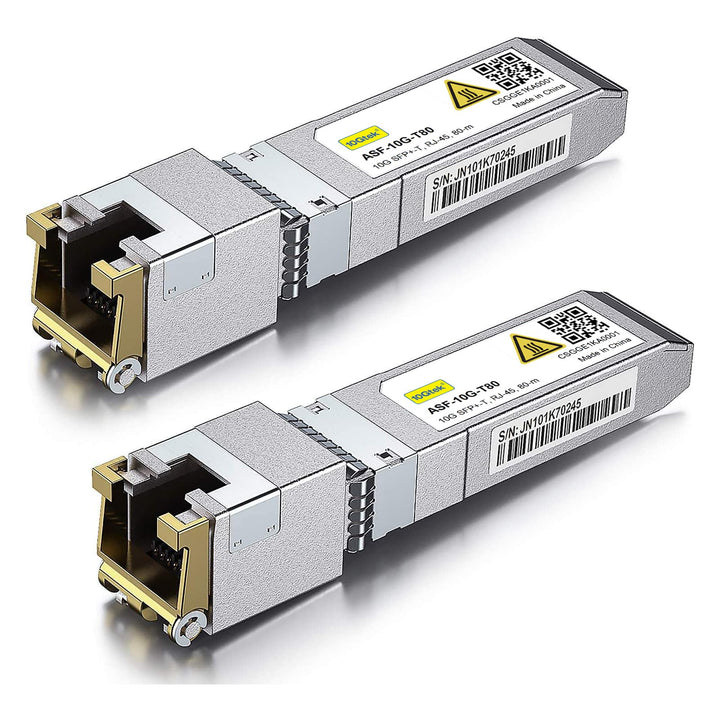 10Gtek 2-Stück 10Gtek 80-Meter 10G SFP+ auf RJ45 Modul, 10GBase-T Kupfer CAT.6a Transceiver Kompatib