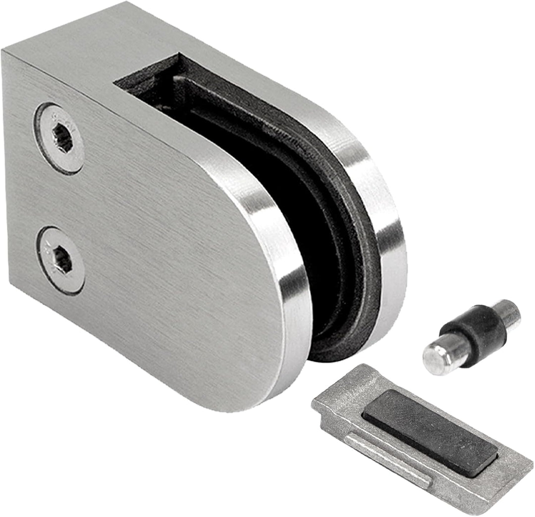 PRIOstahl Glashalter 4 Stück Glasklemmen Klemmhalter Glashalter mit Sicherungsplatte + Sicherungssti