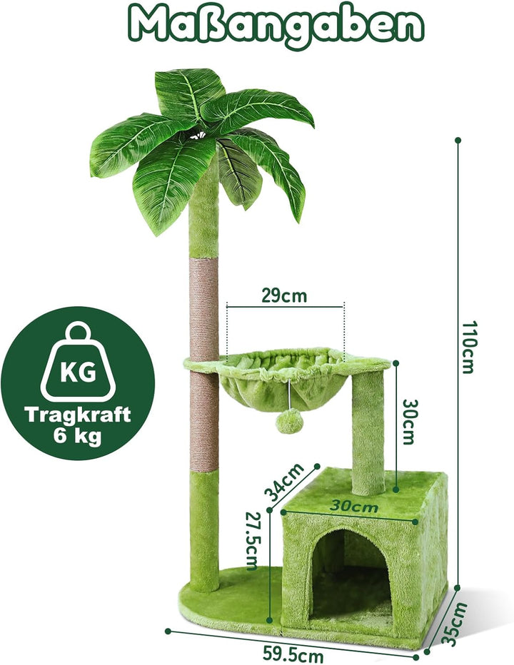 Kratzbaum, Zvonema Stabil Katzenbaum 110 cm hoch, Katzenkratzbaum mit 21,5 cm Dicke Sisal-Seil Kratz