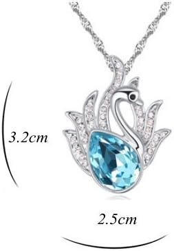 Bungsa Damenkette 45cm silberfarben Halskette BLUE SWAN - Anhänger in Schwanenform mit strahlendem K