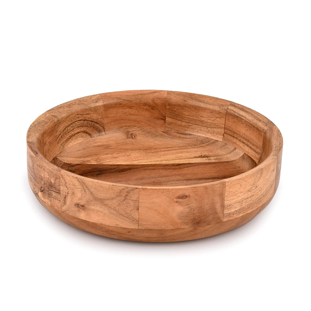 Kaizen Casa Runde Servierschale aus Holz für Obst, Dessertplatte, Tablett, Küche, Esszimmer, Obst, D