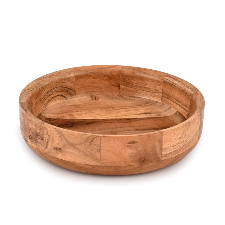Kaizen Casa Runde Servierschale aus Holz für Obst, Dessertplatte, Tablett, Küche, Esszimmer, Obst, D