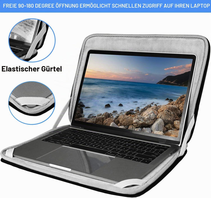 Laptop-Hülle 15,6 Zoll (39,6 cm), langlebig, stossfest, Schutzhülle, Klapptasche, Aktentasche, Trage