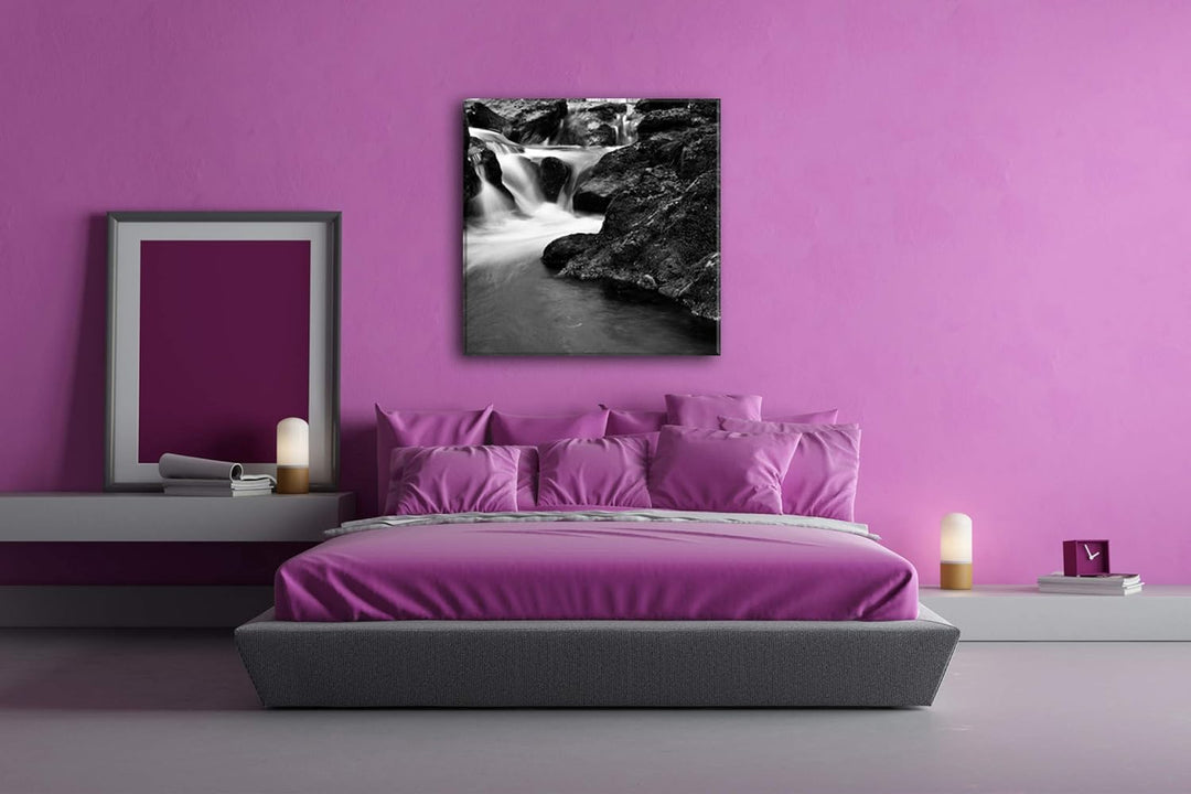 deyoli idyllischer Wasserfall in Irland im Format: 70x70 Effekt: Schwarz&Weiss als Leinwandbild, Mot