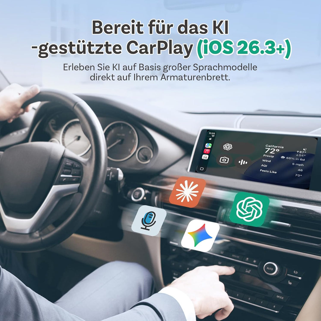 OTTOCAST [Modell 2026] Mini Core Wireless CarPlay & Android Auto Adapter, EIN-klick-Gerätewechsel, W